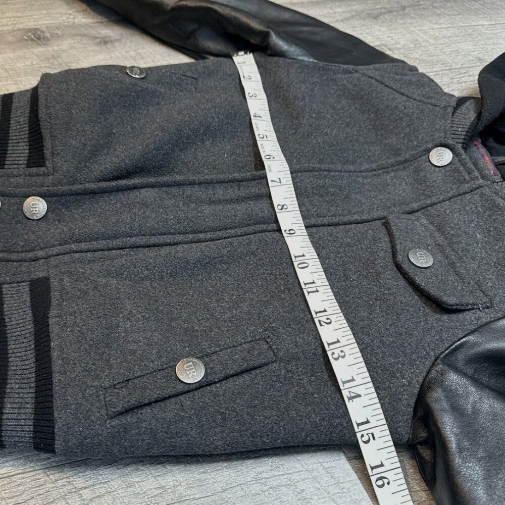 Urban Republic Wool Faux Leather Hooded Jacket Boys Medium 5-6 Black Biker - Picture 6 of 13